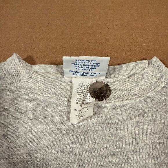 Vintage Winnie the Pooh Gray Embroidered Crewneck Sweatshirt Made in USA Large - Picture 6 of 7